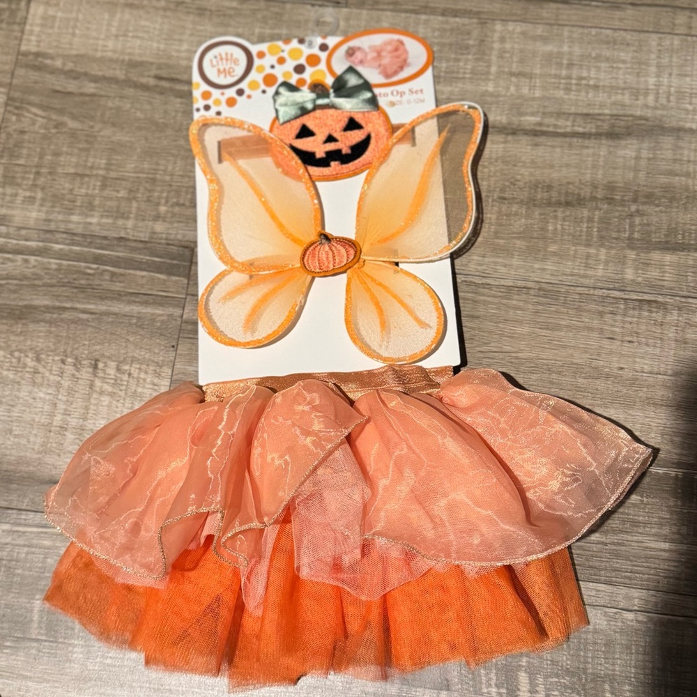 Little me 3 pc Halloween tutu set Orange Pumpkin Fairy Costume for 0-12months